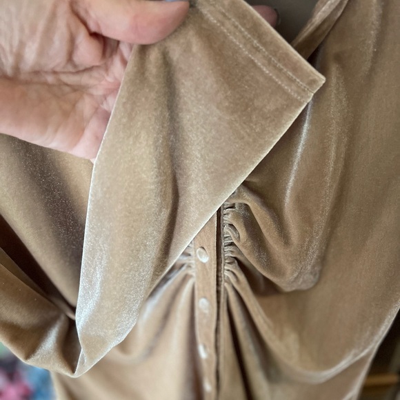 Velvet Ruched Tan Top - Picture 2 of 5